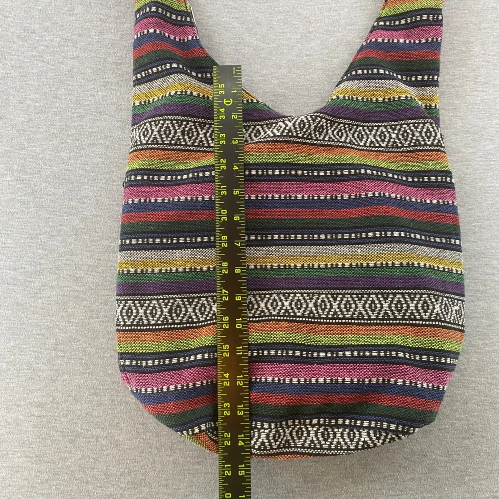 Bohemian Hobo Crossbody Tribal Stripe Shoulder Bag Zip‎ Closure Inside Pocket